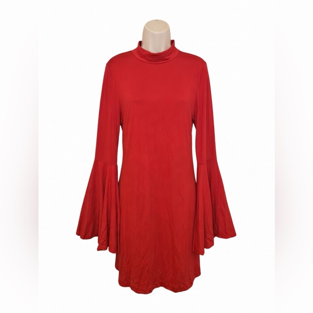 Free People FP Beach Dare To Dance Red Dress  Large  Bell Sleeve Boho NWOT